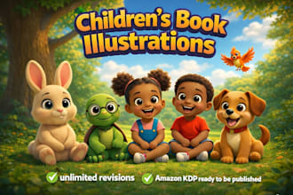 illustrate children story book illustration, animal picture book illustrations