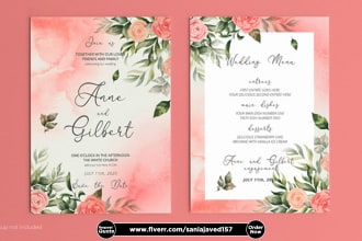 do watercolor wedding invitation, card, menu, save the date or rsvp