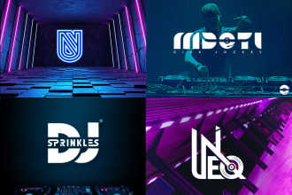 do typography dj logo and music band monogram initial text design