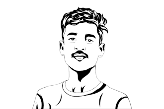 do black and white vector portrait line art illustration