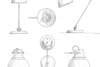 draw a technical drawing, sketch, product illustration