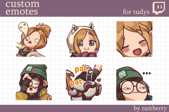 create cute custom twitch emotes or sub badges or stickers