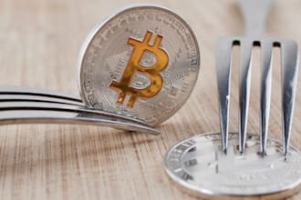 design 3d crypto coin token and logo in gold, silver bitcoin