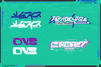 design typeface or typography cyberpunk, futuristic logo