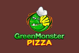 design green monster pizza logo