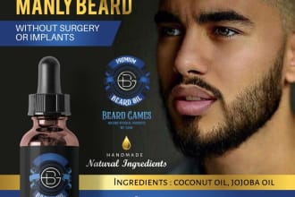 create beard oil poster and flyer design
