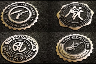 design professional 3d badge gold metallic logo