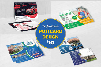 promotional postcard design for cleaning, real estate, pressure washing services