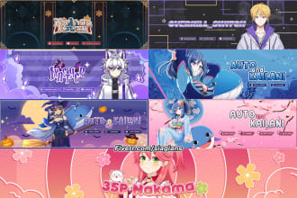 design anime or vtuber banner youtube twitter twitch etc