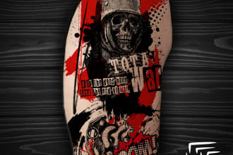 create professional trash polka tattoo design