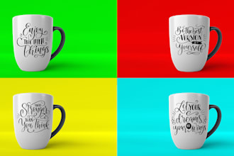 create trendy coffee mug designs typography