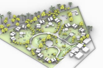 render and model architecture site, master plan, urban and landscape design