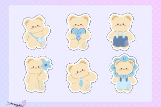 draw cute kawaii doodles sticker for journaling