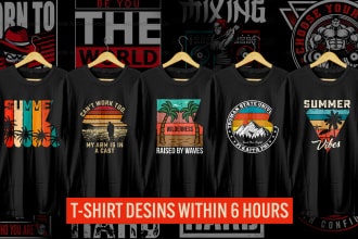 do vintage typography graphic t shirt design in 6 hours