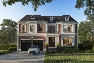 create 3d model and render exterior super realistic