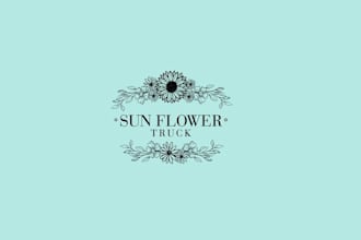 design flower truck vintage logo