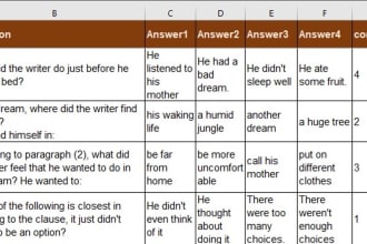 type questions and answers from pdf to excel