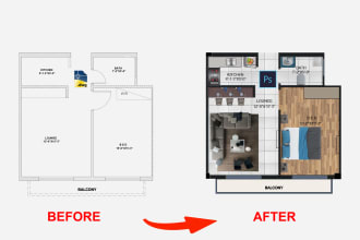 make floor plan for real estate agent in adobe photoshop