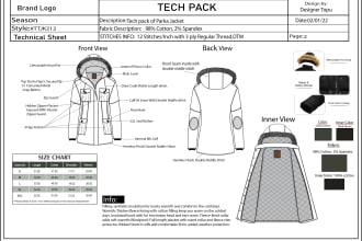 design fashion clothing tech pack garments