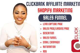 build clickbank affiliate marketing sales funnel, affiliate link promotion