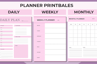 design digital planner, printable planner, journals and worksheets