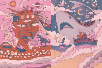 create surreal fun illustration