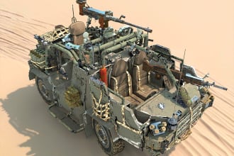 3d stylized military vehicle, game assets modeling texturing