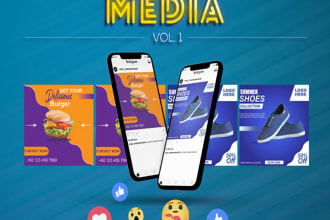 design food, fashion, and gym poster for your social media platform