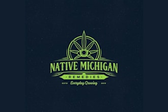 design native michigan remedies needs vintage cannabis logo