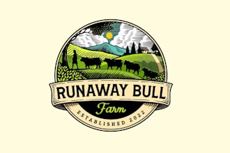 create beautiful runaway bull logo for your business