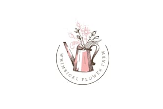 design vintage homegrown flower farm logo