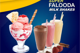 design flyer or poster for food menu fast foods, burger, pizza etc for you