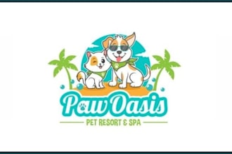 design cute pet cat, dog or veterinary animal logo
