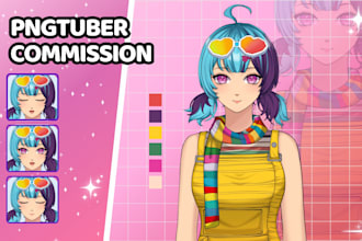 design a pngtuber model set with high quality custom expressions in anime style
