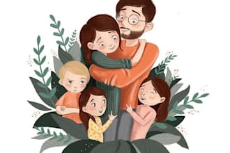 Best Deals!  cute portrait, couple or family portrait in my style