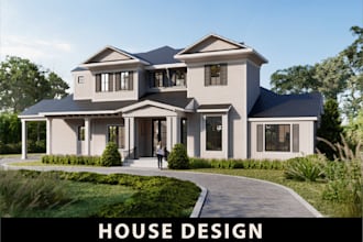 render and design house 3d modelling interior and exterior with walkthrough