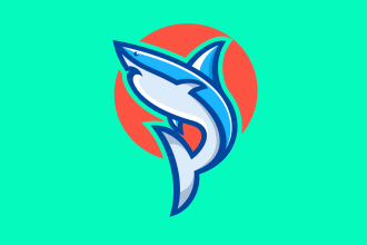 make an awesome jumping fish shark mascot logo for your business in 12 hrs