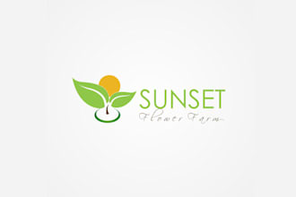 design beautiful premium better sunset flower farm logo for you