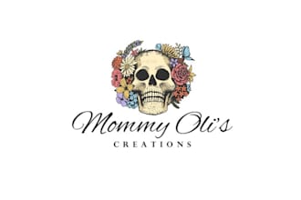 design a brilliant skull flowers logo
