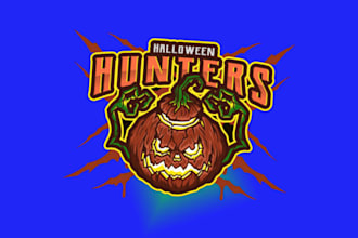 do halloween pumpkin sport mascot logo in my style