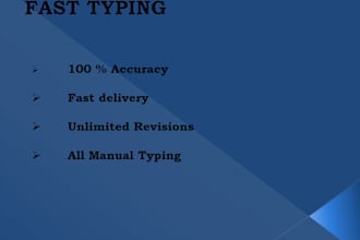 do a fast typing job, pdf to word, excel, PPT and audio transcripts