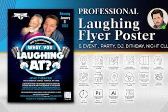 do standup comedy night show open mic laughing karaoke party flyer poster ticket