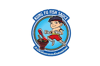 design powerful brilliant better kung fu fish sauce logo for you