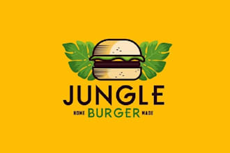 design wonderful attractive jungle burger logo