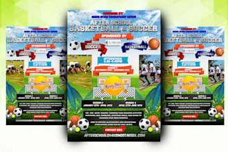 design summer camp, school flyer, basketball, sports flyer