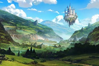 design a stunning fantasy forest landscape background