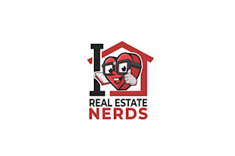 do awesome modern real estate nerds logo