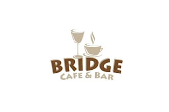design premium catchy bridge cafe bar logo