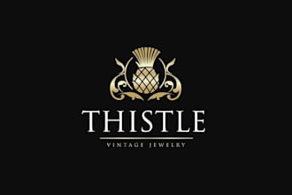 make progressive thistle image and text logo for jewelry business