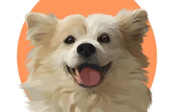draw cat, dog, rabit or any pet into cartoon vector portrait